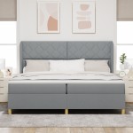 vidaXL Pat cu saltea cu arcuri Gri închis 90x190 cm Gri deschis vidaXL Pat cu saltea cu arcuri Gri închis 90x190 cm Gri deschis