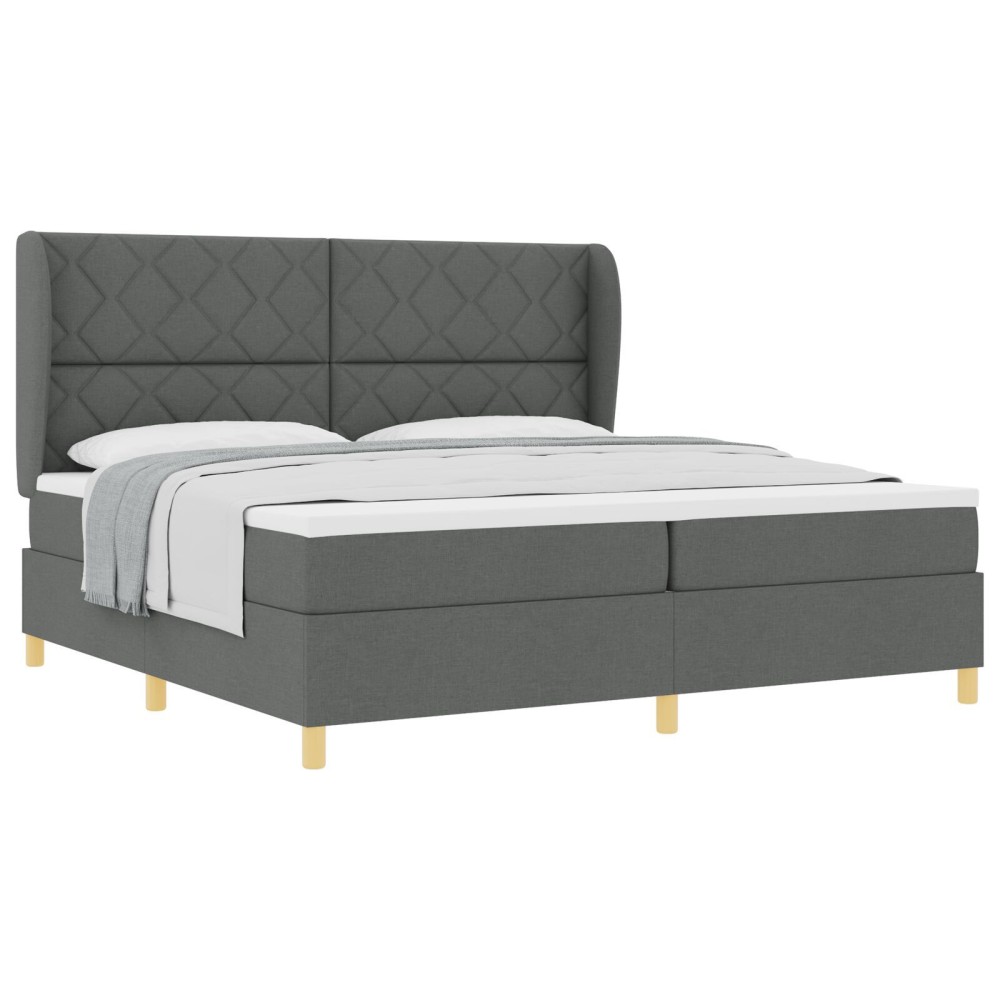 vidaXL Pat cu saltea cu arcuri Gri închis 90x190 cm Gri închis