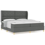 vidaXL Pat cu saltea cu arcuri Gri închis 90x190 cm Gri închis vidaXL Pat cu saltea cu arcuri Gri închis 90x190 cm Gri închis