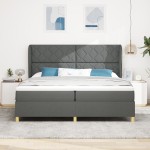 vidaXL Pat cu saltea cu arcuri Gri închis 90x190 cm Gri închis vidaXL Pat cu saltea cu arcuri Gri închis 90x190 cm Gri închis