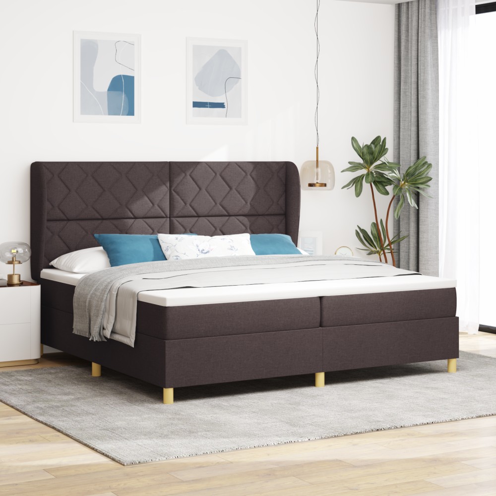 vidaXL Pat cu saltea cu arcuri Gri închis 90x190 cm Maro închis