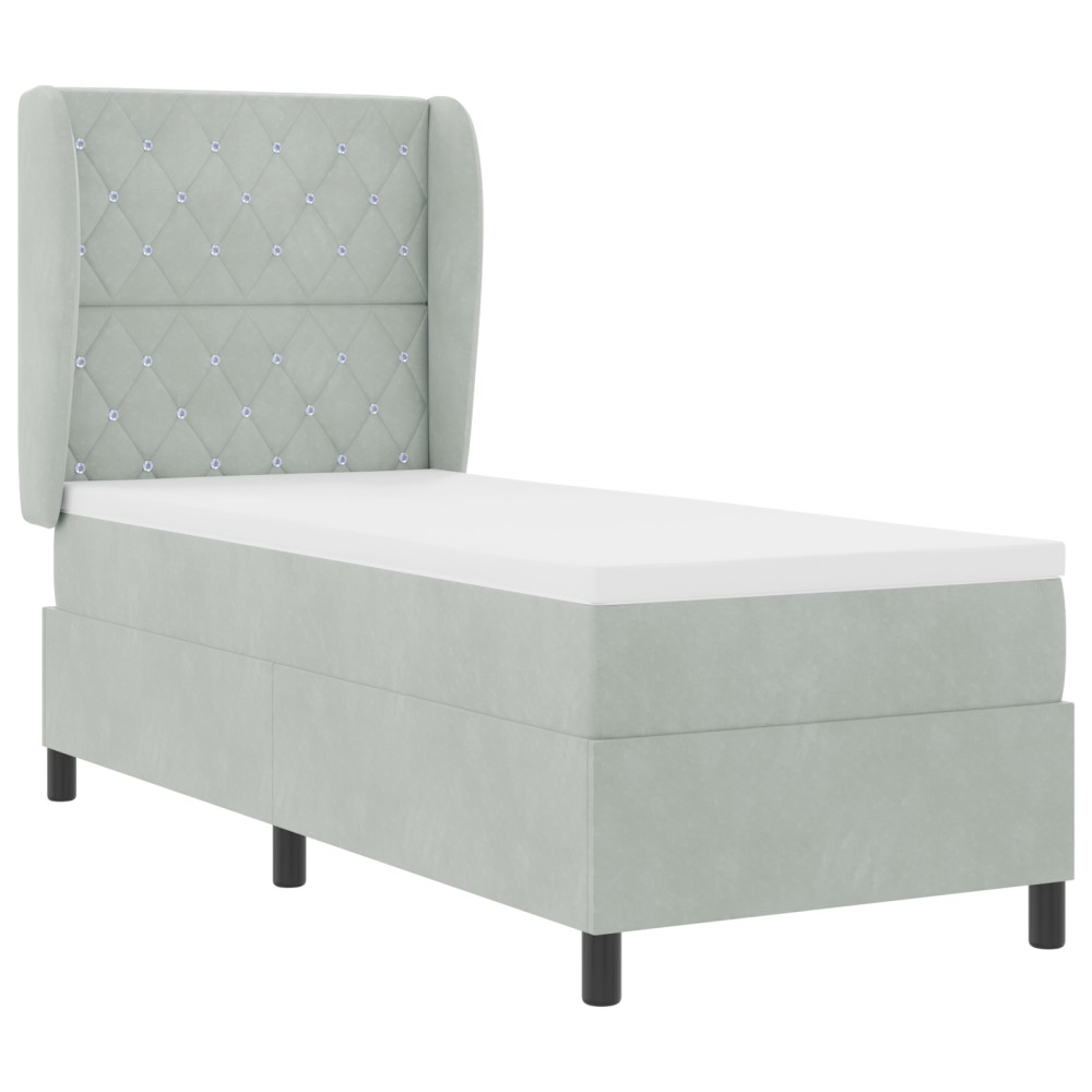 vidaXL Pat cu arcuri cu saltea Gri deschis 80 x 200 cm Catifea