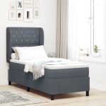 vidaXL Pat cu arcuri cu saltea Gri închis 80 x 200 cm Catifea vidaXL Pat cu arcuri cu saltea Gri închis 80 x 200 cm Catifea
