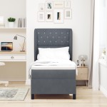 vidaXL Pat cu arcuri cu saltea Gri închis 80 x 200 cm Catifea vidaXL Pat cu arcuri cu saltea Gri închis 80 x 200 cm Catifea