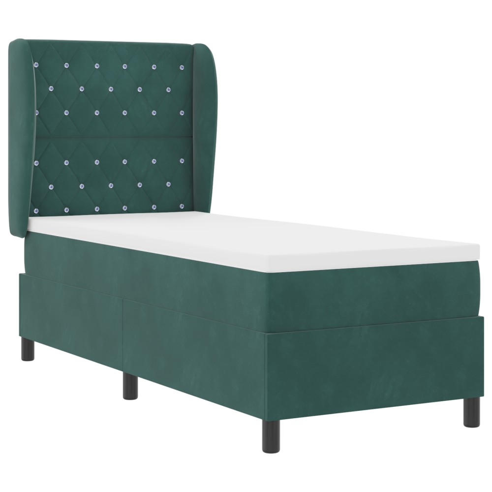 vidaXL Pat cu arcuri cu saltea Verde închis 80 x 200 cm Catifea