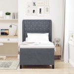 vidaXL Pat cu arcuri cu saltea Gri închis 90 x 200 cm Catifea vidaXL Pat cu arcuri cu saltea Gri închis 90 x 200 cm Catifea