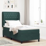vidaXL Pat cu arcuri cu saltea Verde închis 90 x 200 cm Catifea vidaXL Pat cu arcuri cu saltea Verde închis 90 x 200 cm Catifea