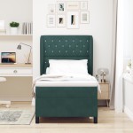 vidaXL Pat cu arcuri cu saltea Verde închis 90 x 200 cm Catifea vidaXL Pat cu arcuri cu saltea Verde închis 90 x 200 cm Catifea