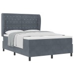 vidaXL Pat cu arcuri cu saltea Gri închis 140 x 200 cm Catifea vidaXL Pat cu arcuri cu saltea Gri închis 140 x 200 cm Catifea