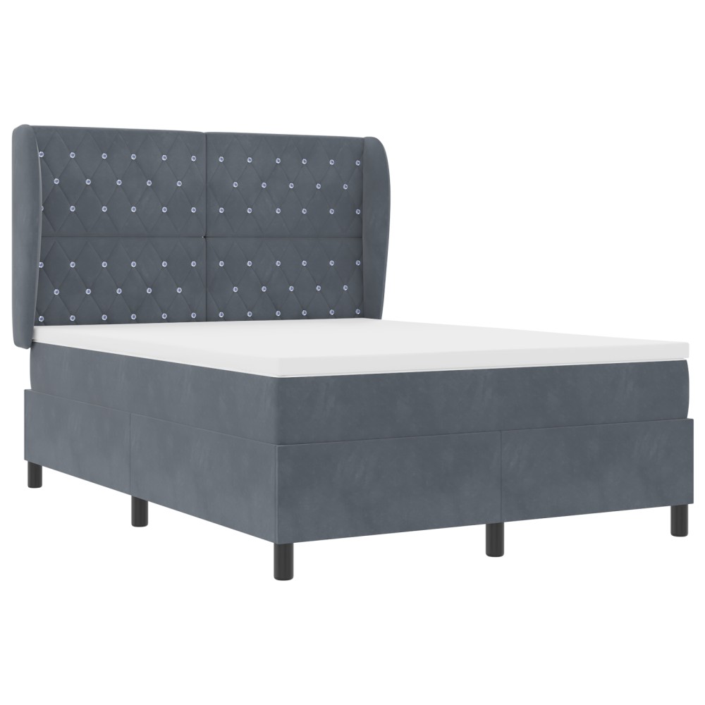 vidaXL Pat cu arcuri cu saltea Gri închis 160 x 200 cm Catifea