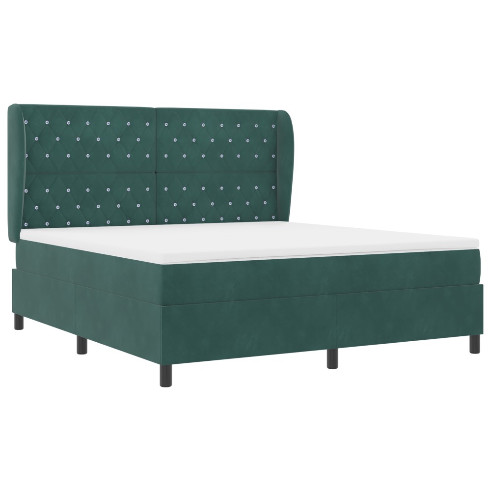 vidaXL Pat cu arcuri cu saltea Verde închis 180 x 200 cm Catifea