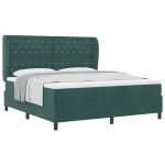 vidaXL Pat cu arcuri cu saltea Verde închis 180 x 200 cm Catifea vidaXL Pat cu arcuri cu saltea Verde închis 180 x 200 cm Catifea