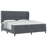 vidaXL Pat cu arcuri cu saltea Gri închis 200 x 200 cm Catifea vidaXL Pat cu arcuri cu saltea Gri închis 200 x 200 cm Catifea