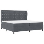 vidaXL Pat cu arcuri cu saltea Gri închis 200 x 200 cm Catifea vidaXL Pat cu arcuri cu saltea Gri închis 200 x 200 cm Catifea