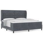 vidaXL Pat cu arcuri cu saltea Gri închis 200 x 200 cm Catifea vidaXL Pat cu arcuri cu saltea Gri închis 200 x 200 cm Catifea