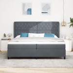 vidaXL Pat cu arcuri cu saltea Gri închis 200 x 200 cm Catifea vidaXL Pat cu arcuri cu saltea Gri închis 200 x 200 cm Catifea