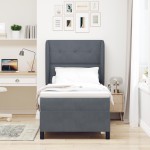 vidaXL Pat cu arcuri cu saltea Gri închis 90 x 190 cm Catifea vidaXL Pat cu arcuri cu saltea Gri închis 90 x 190 cm Catifea