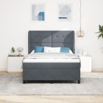 vidaXL Pat cu arcuri cu saltea Gri închis 160 x 200 cm Catifea vidaXL Pat cu arcuri cu saltea Gri închis 160 x 200 cm Catifea