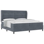 vidaXL Pat cu arcuri cu saltea Gri închis 200 x 200 cm Catifea vidaXL Pat cu arcuri cu saltea Gri închis 200 x 200 cm Catifea