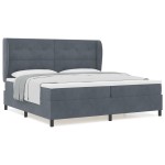 vidaXL Pat cu arcuri cu saltea Gri închis 200 x 200 cm Catifea vidaXL Pat cu arcuri cu saltea Gri închis 200 x 200 cm Catifea