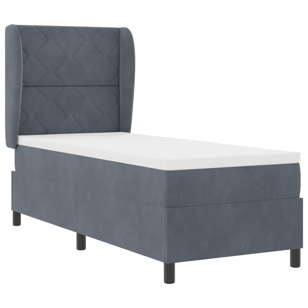 vidaXL Pat cu arcuri cu saltea Gri închis 80 x 200 cm Catifea