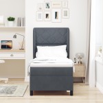 vidaXL Pat cu arcuri cu saltea Gri închis 80 x 200 cm Catifea vidaXL Pat cu arcuri cu saltea Gri închis 80 x 200 cm Catifea