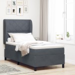 vidaXL Pat cu arcuri cu saltea Gri închis 90 x 190 cm Catifea vidaXL Pat cu arcuri cu saltea Gri închis 90 x 190 cm Catifea