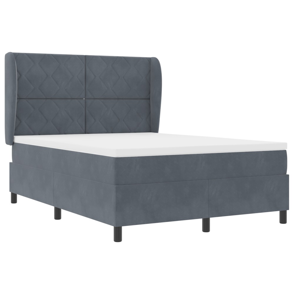 vidaXL Pat cu arcuri cu saltea Gri închis 140 x 190 cm Catifea