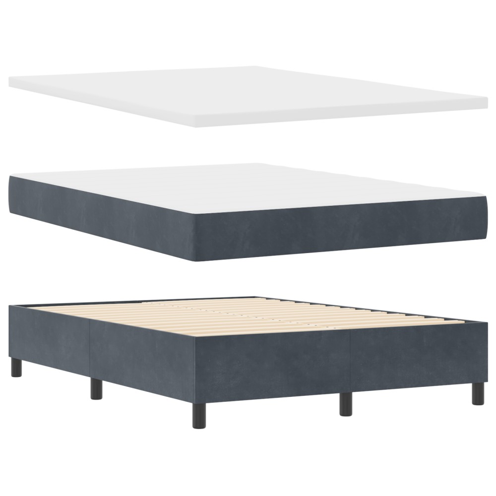 vidaXL Pat cu arcuri cu saltea Gri închis 160 x 200 cm Catifea