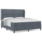 vidaXL Pat cu arcuri cu saltea Gri închis 180 x 200 cm Catifea vidaXL Pat cu arcuri cu saltea Gri închis 180 x 200 cm Catifea