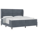 vidaXL Pat cu arcuri cu saltea Gri închis 200 x 200 cm Catifea vidaXL Pat cu arcuri cu saltea Gri închis 200 x 200 cm Catifea