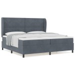 vidaXL Pat cu arcuri cu saltea Gri închis 200 x 200 cm Catifea vidaXL Pat cu arcuri cu saltea Gri închis 200 x 200 cm Catifea