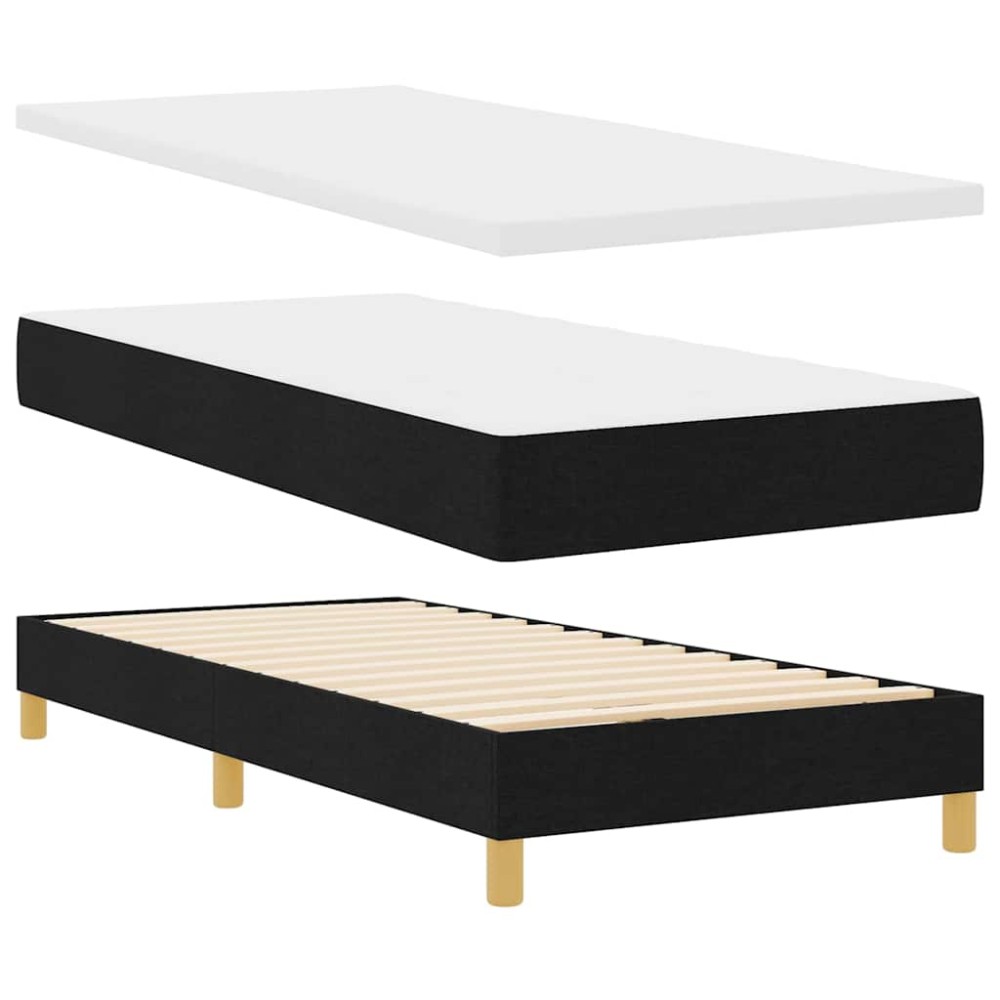vidaXL Pat cu arcuri cu saltea Negru și Alb 90 x 190 cm țesătură