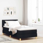 vidaXL Pat cu arcuri cu saltea Negru și Alb 90 x 190 cm țesătură