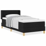 vidaXL Pat cu arcuri cu saltea Negru și Alb 90 x 190 cm țesătură