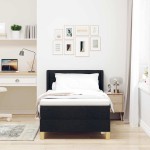 vidaXL Pat cu arcuri cu saltea Negru și Alb 90 x 190 cm țesătură