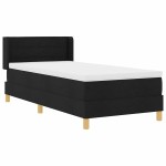 vidaXL Pat cu arcuri cu saltea Negru și Alb 90 x 190 cm țesătură