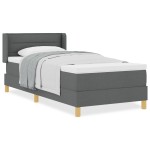 vidaXL Pat cu Saltea cu Arcuri Gri închis 90 x 200 cm țesătură vidaXL Pat cu Saltea cu Arcuri Gri închis 90 x 200 cm țesătură