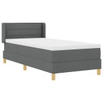 vidaXL Pat cu Saltea cu Arcuri Gri închis 90 x 200 cm țesătură vidaXL Pat cu Saltea cu Arcuri Gri închis 90 x 200 cm țesătură