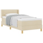 vidaXL Pat cu Saltea cu Arcuri cu saltea Crem 90 x 200 cm țesătură vidaXL Pat cu Saltea cu Arcuri cu saltea Crem 90 x 200 cm țesătură