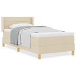 vidaXL Pat cu Saltea cu Arcuri cu saltea Crem 90 x 200 cm țesătură vidaXL Pat cu Saltea cu Arcuri cu saltea Crem 90 x 200 cm țesătură