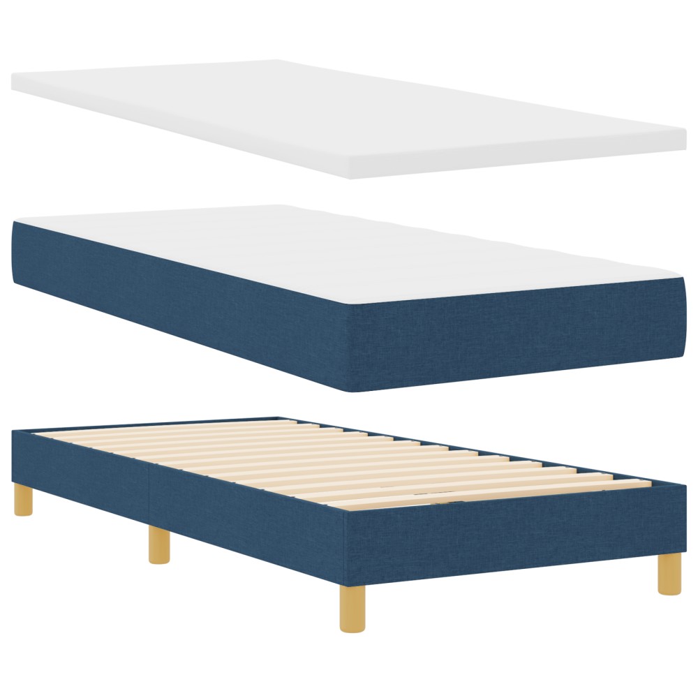 vidaXL Pat cu Saltea cu Arcuri cu saltea albastru 90 x 200 cm țesătură