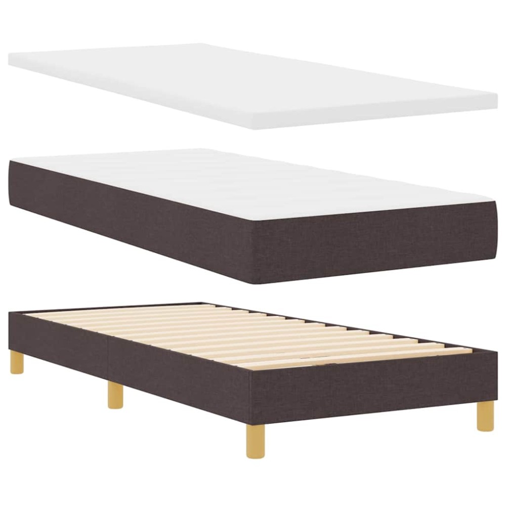 vidaXL Pat cu arcuri Maro închis și Alb 100 x 200 cm țesătură