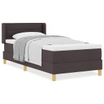 vidaXL Pat cu arcuri Maro închis și Alb 100 x 200 cm țesătură vidaXL Pat cu arcuri Maro închis și Alb 100 x 200 cm țesătură