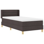 vidaXL Pat cu arcuri Maro închis și Alb 100 x 200 cm țesătură vidaXL Pat cu arcuri Maro închis și Alb 100 x 200 cm țesătură