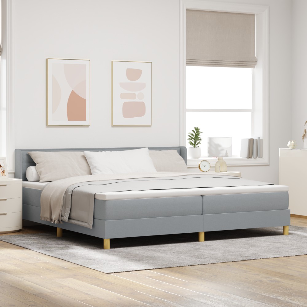 vidaXL Pat cu Saltea cu Arcuri Gri deschis 200 x 200 cm țesătură