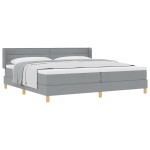 vidaXL Pat cu Saltea cu Arcuri Gri deschis 200 x 200 cm țesătură vidaXL Pat cu Saltea cu Arcuri Gri deschis 200 x 200 cm țesătură