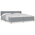 vidaXL Pat cu Saltea cu Arcuri Gri deschis 200 x 200 cm țesătură vidaXL Pat cu Saltea cu Arcuri Gri deschis 200 x 200 cm țesătură