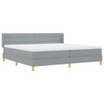 vidaXL Pat cu Saltea cu Arcuri Gri deschis 200 x 200 cm țesătură vidaXL Pat cu Saltea cu Arcuri Gri deschis 200 x 200 cm țesătură
