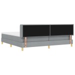 vidaXL Pat cu Saltea cu Arcuri Gri deschis 200 x 200 cm țesătură vidaXL Pat cu Saltea cu Arcuri Gri deschis 200 x 200 cm țesătură